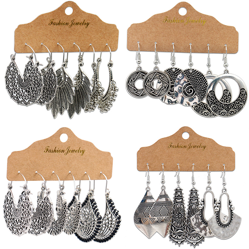 Ethnic Fashion India - Boucles d'oreilles indiennes en alliage creux
